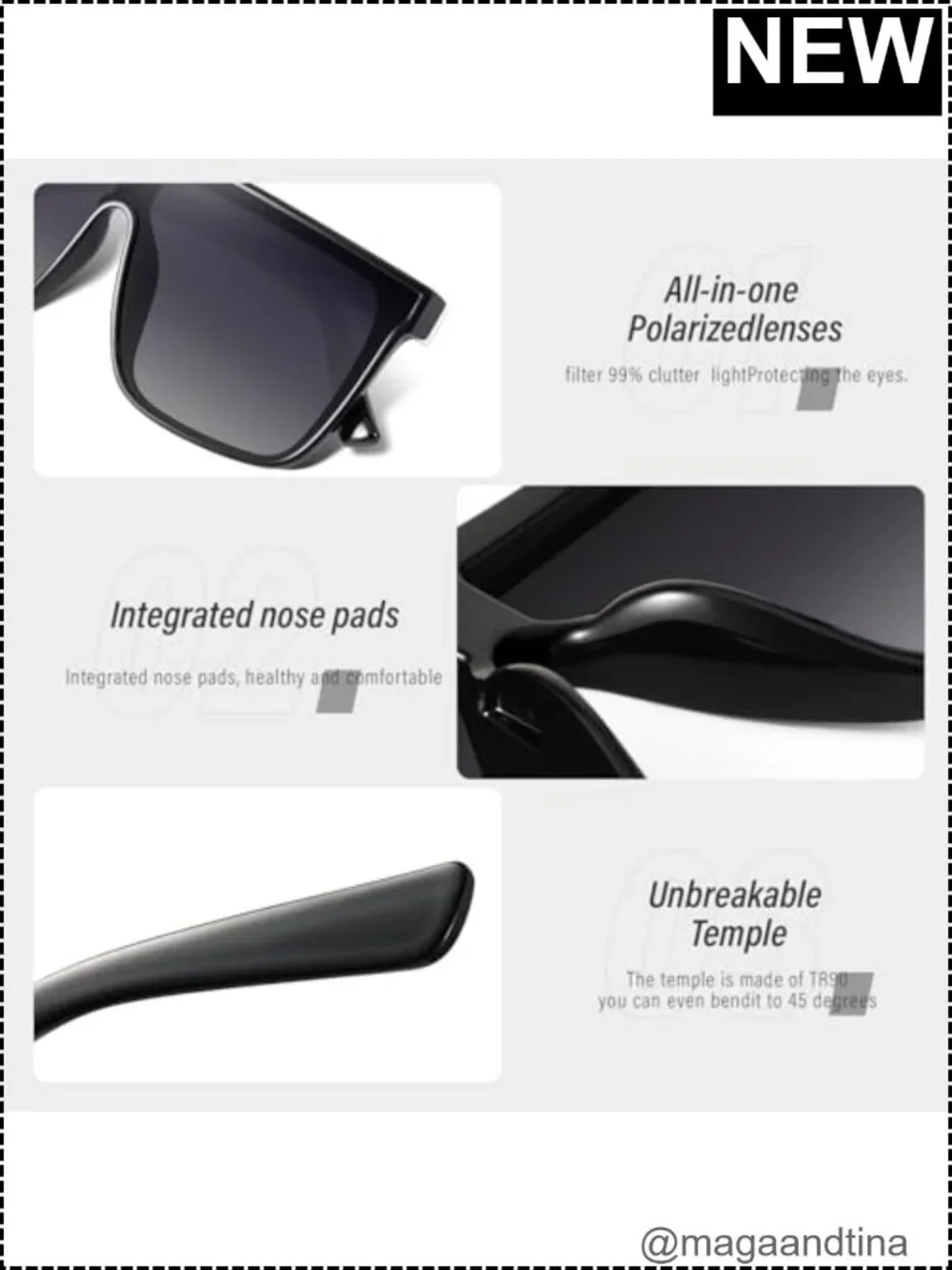 Vintage Oversized Square Sunglasses Women UV Protection Big Frame Shades
